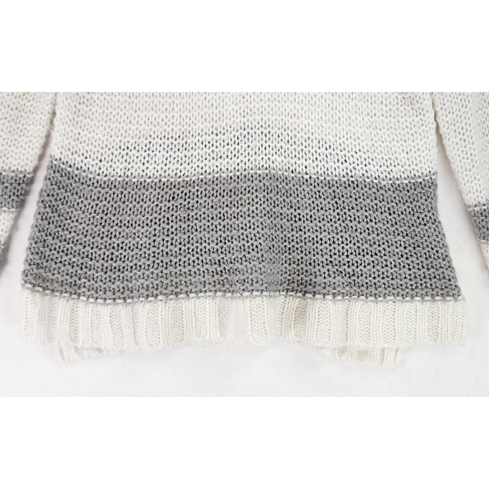 Aeropostale Sweater Womens Small Gray White Striped Casual Preppy Open Knit Top - Picture 7 of 10
